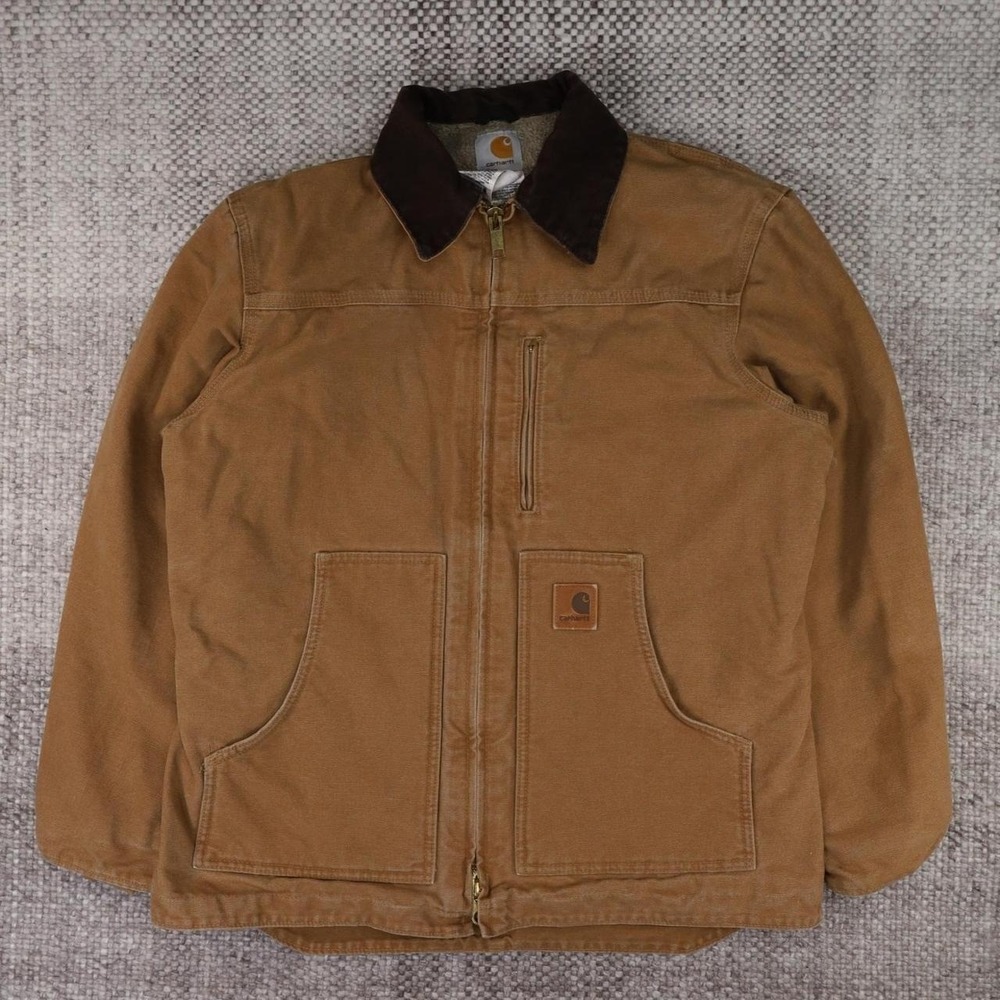 Carhartt C61 CML Sandstone Ridge Coat Camel Sherpa Lined Work Jacket Mens Medium